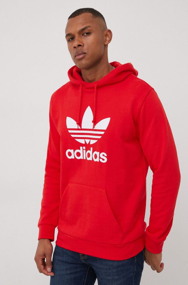 Бавовняна кофта adidas Originals Adicolor HE9500 чоловіча колір червоний з принтом HE9500-VIRED/WHT