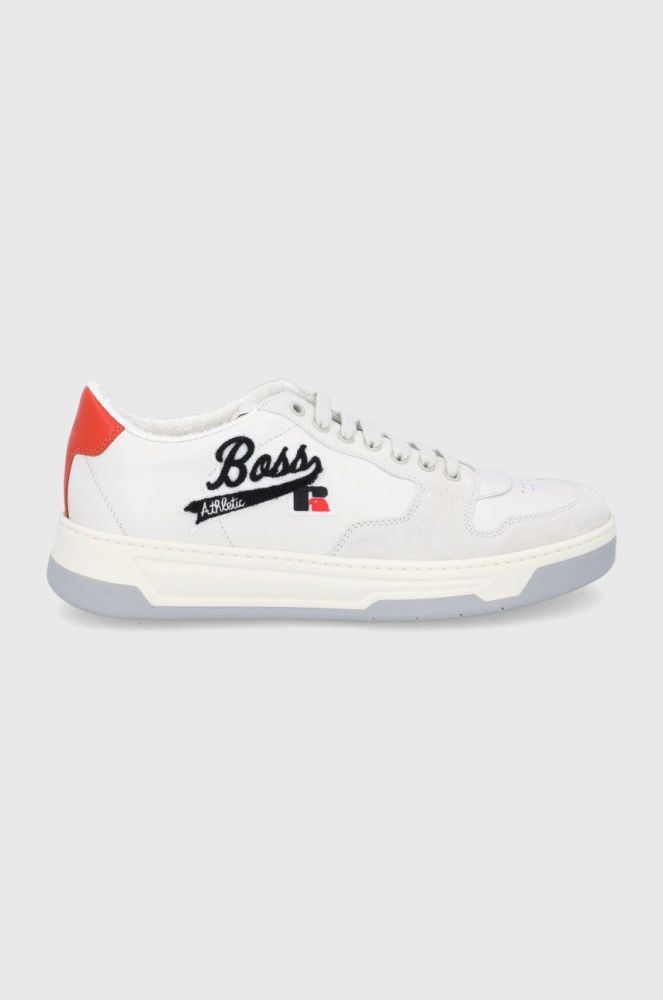 Шкіряні черевики Boss x Russell Athletic колір білий