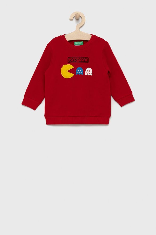 Дитяча бавовняна кофта United Colors of Benetton колір червоний з аплікацією (2031644)