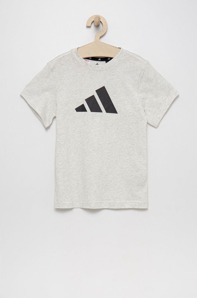 Дитяча бавовняна футболка adidas Performance HG8857 колір сірий меланж