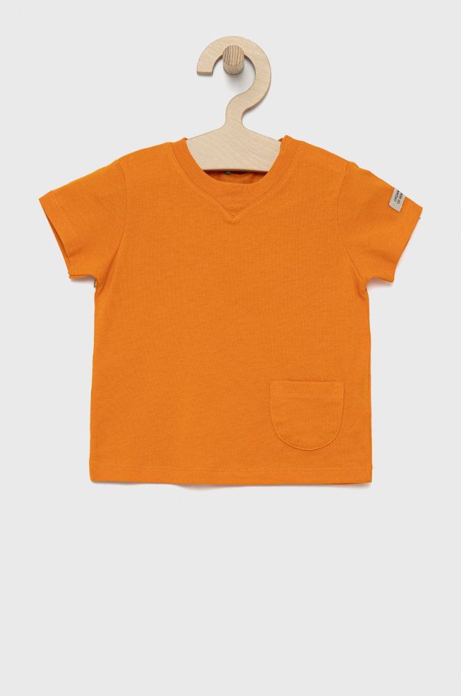 Дитяча бавовняна футболка United Colors of Benetton колір помаранчевий гладкий (2025821)