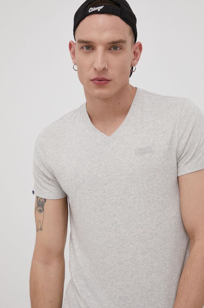 Бавовняна футболка Superdry колір сірий меланж (2123470)