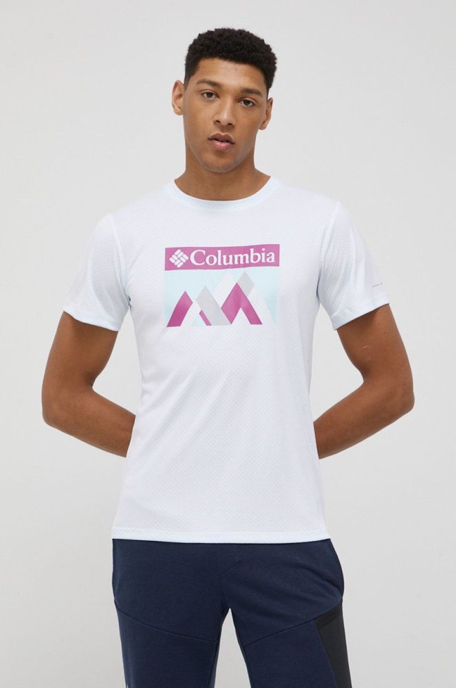 Спортивна футболка Columbia Zero Rules колір білий з принтом