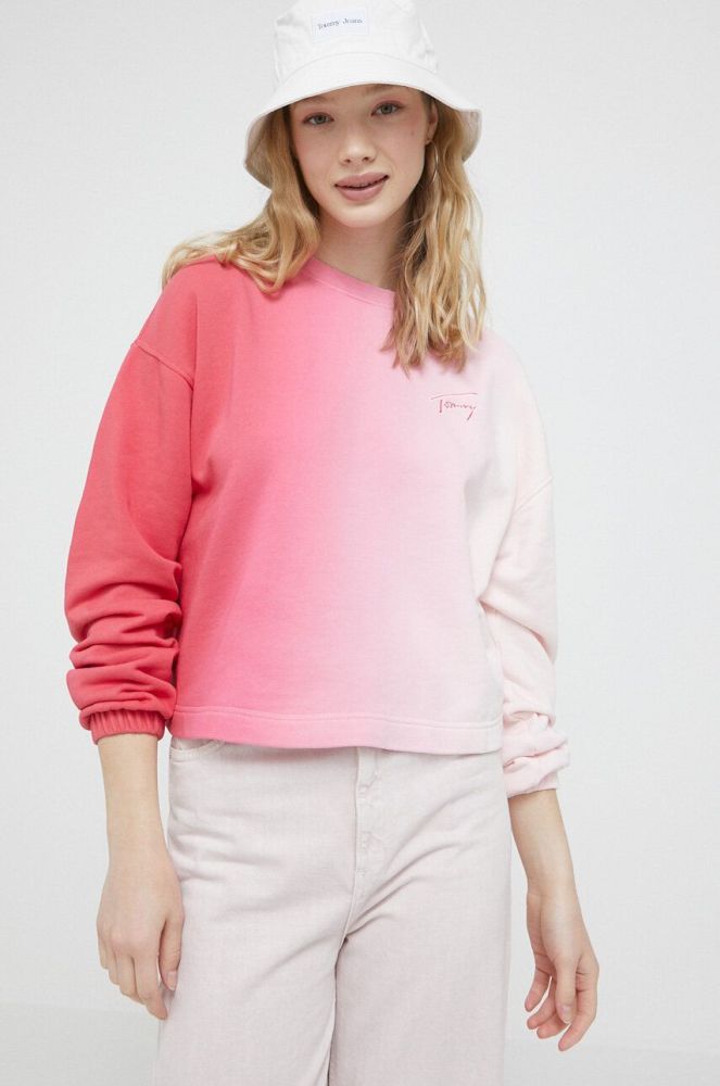 Кофта Tommy Jeans жіноча колір рожевий візерунок (3180895)