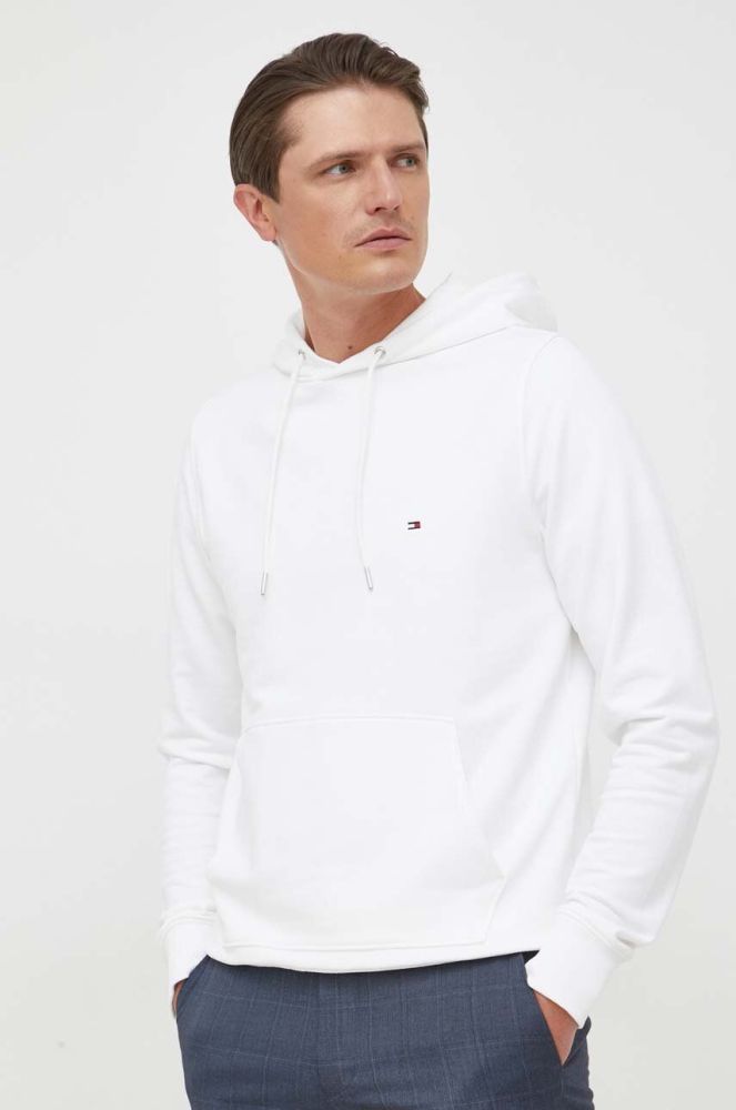 Кофта Tommy Hilfiger чоловіча колір білий з капюшоном однотонна (3308837)