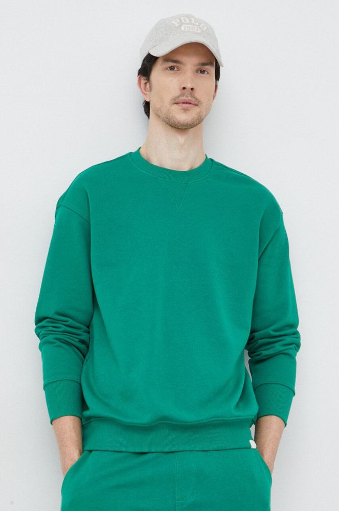 Бавовняна кофта United Colors of Benetton чоловіча колір зелений однотонна (3127725)