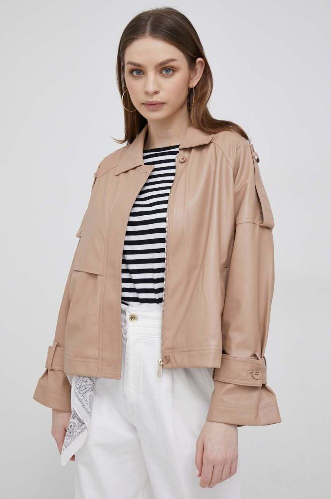 Куртка Dkny жіноча колір коричневий перехідна oversize
