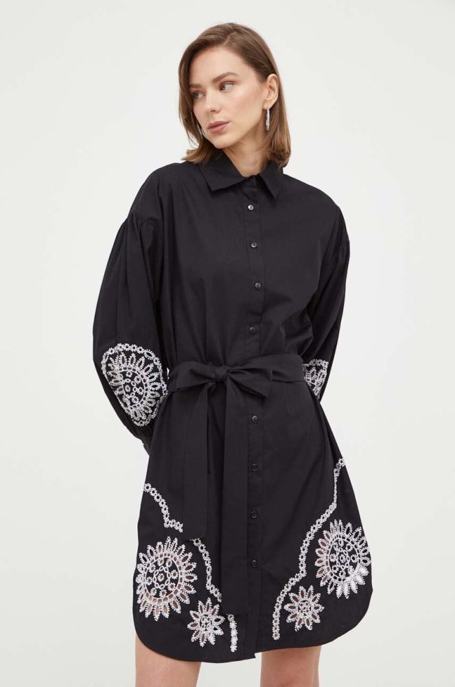 Бавовняна сукня Twinset колір чорний mini oversize