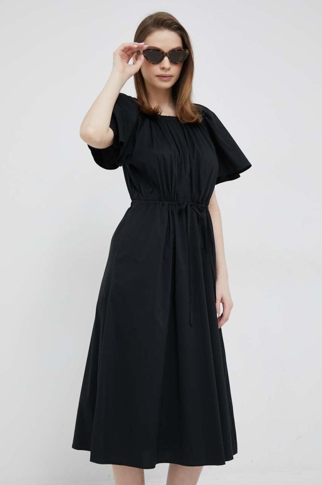 Сукня Dkny колір чорний midi розкльошена (3128990)