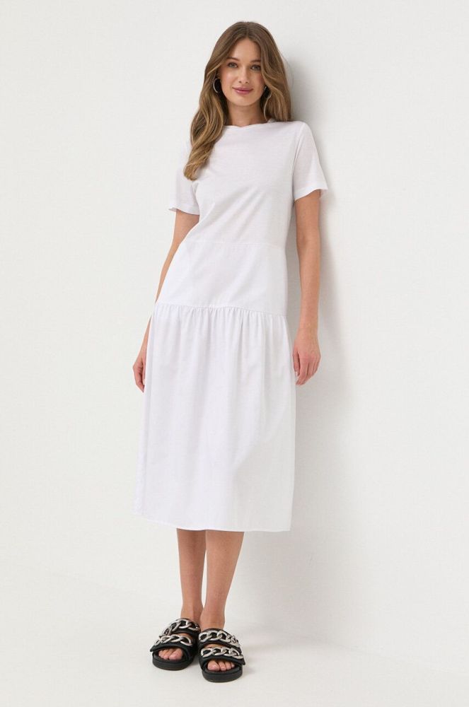 Сукня Max Mara Leisure колір білий midi розкльошена