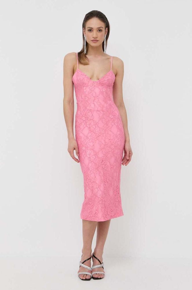 Сукня Bardot колір рожевий midi пряма (3213387)