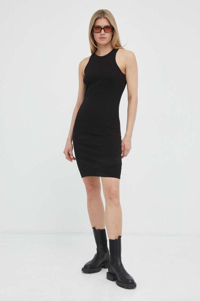 Бавовняна сукня G-Star Raw колір чорний midi облягаюча