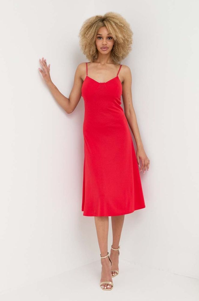 Сукня Morgan колір червоний midi розкльошена (3329082)