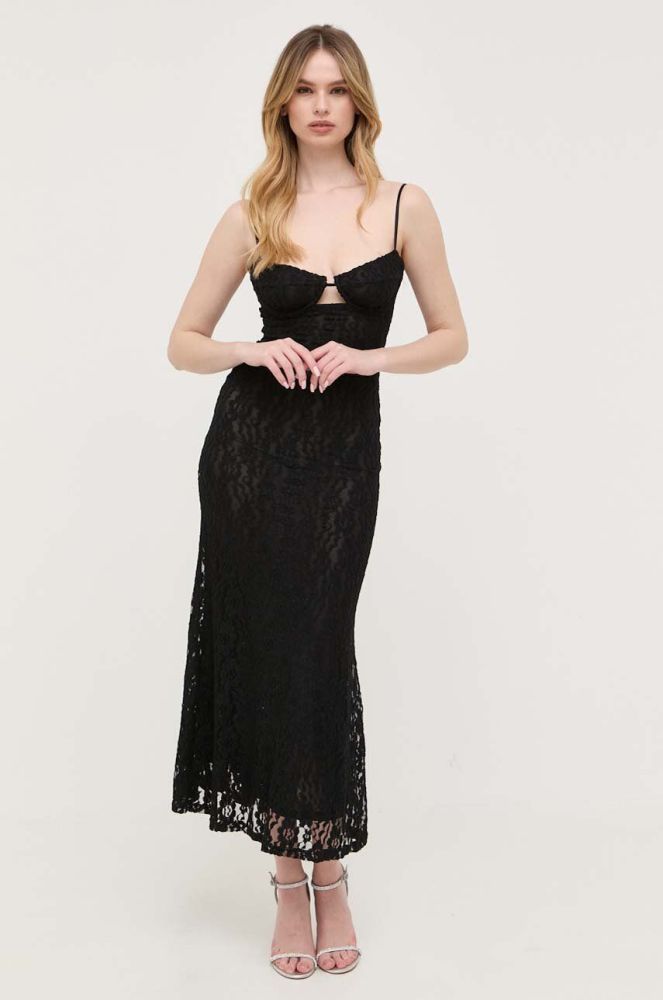 Сукня Bardot колір чорний maxi облягаюча (3320392)