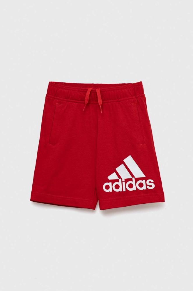 Дитячі бавовняні шорти adidas U BL колір червоний регульована талія
