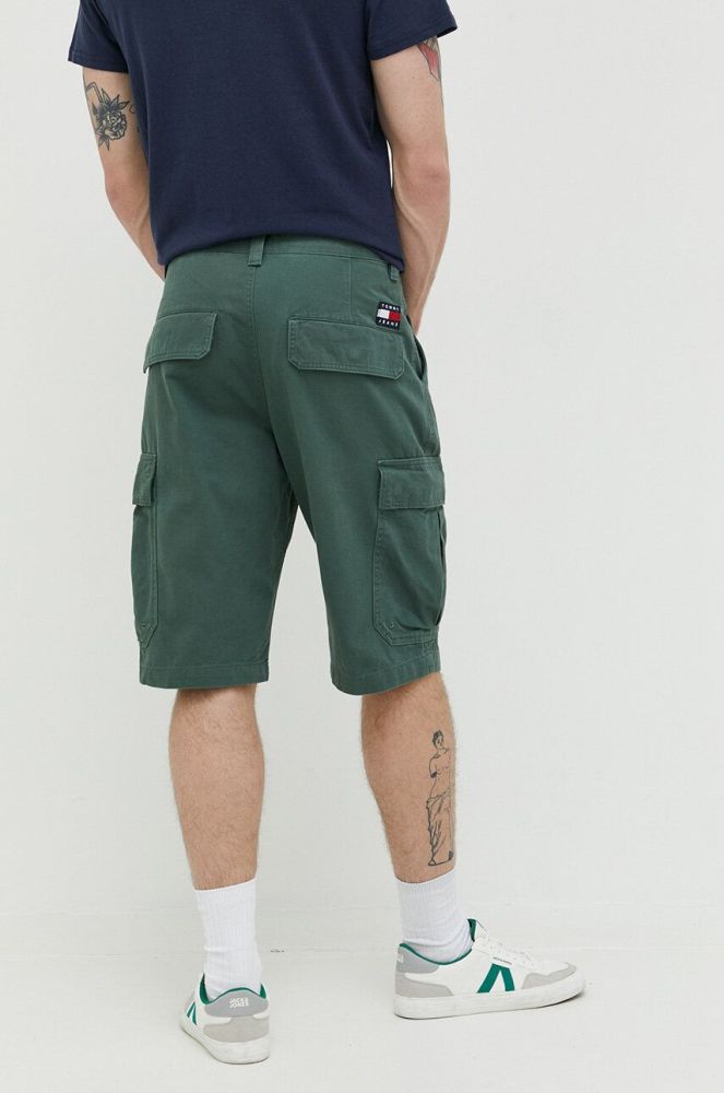 Бавовняні шорти Tommy Jeans колір зелений (3155443)