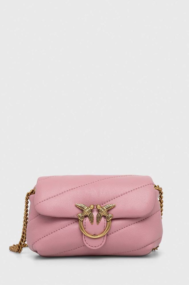 Шкіряна сумочка Pinko колір рожевий (3440044)