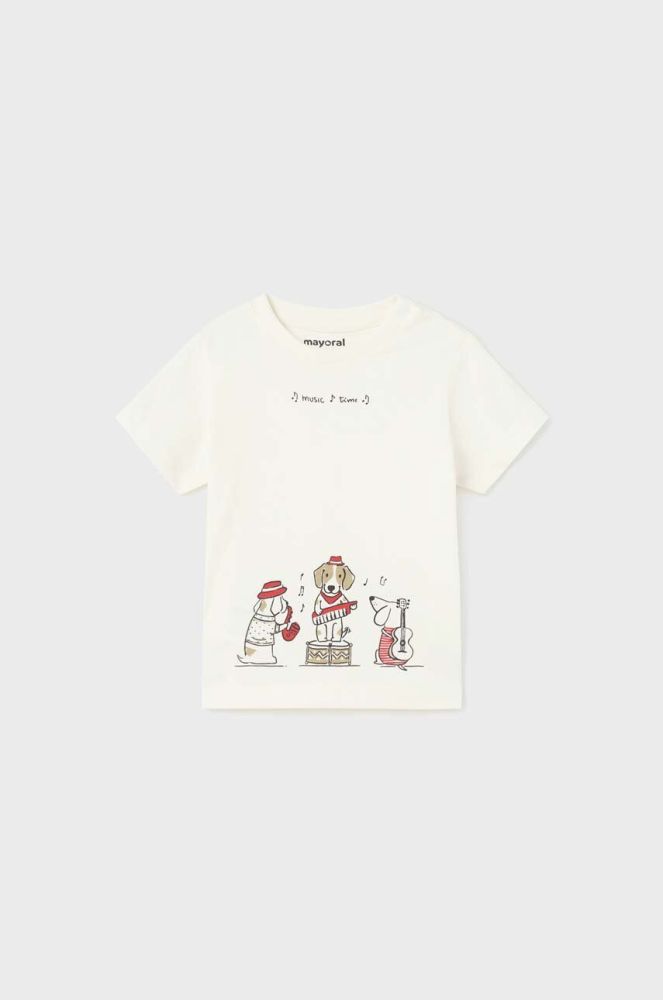 Бавовняна футболка для немовлят Mayoral колір білий з принтом (2936436)