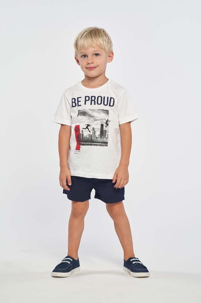 Дитяча бавовняна футболка Birba&Trybeyond колір білий з принтом (3099745)