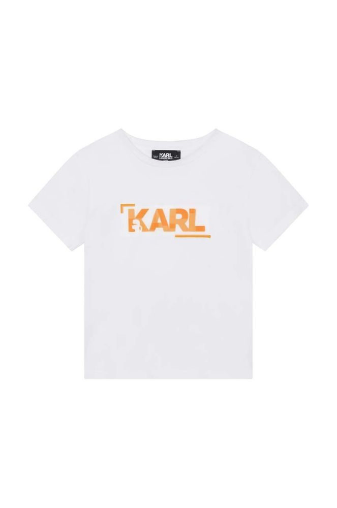 Дитяча бавовняна футболка Karl Lagerfeld колір білий з принтом (3205249)
