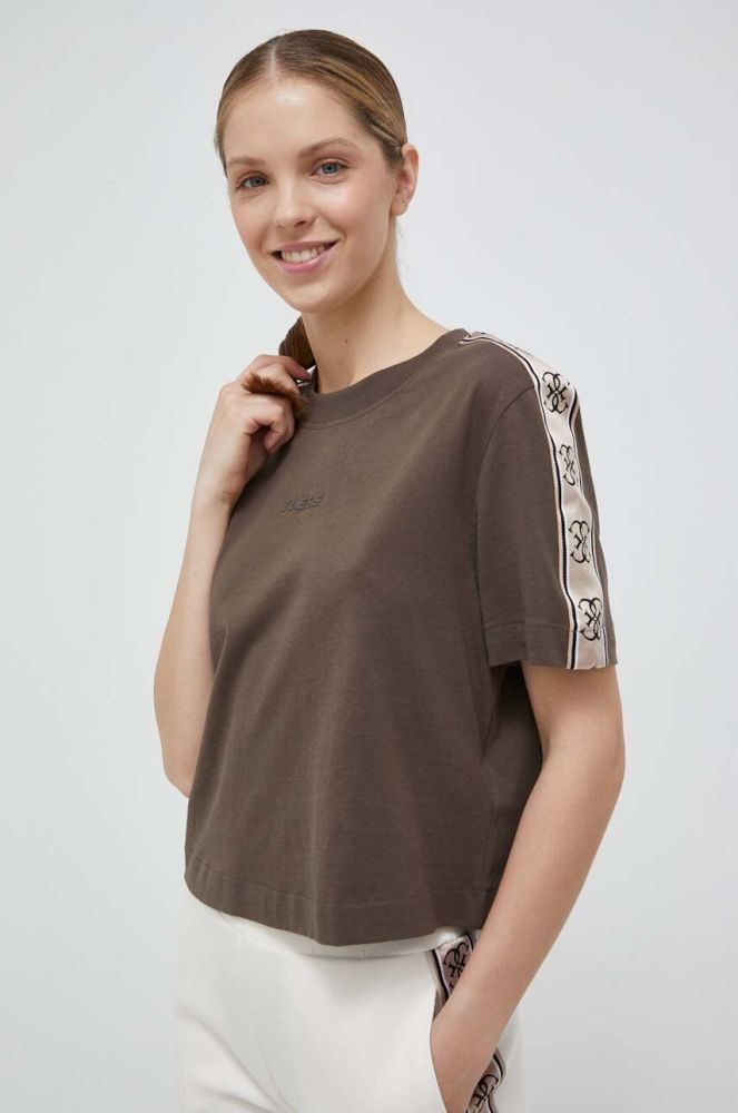 Бавовняна футболка Guess колір коричневий (3309321)
