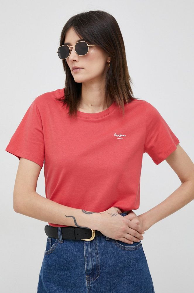 Бавовняна футболка Pepe Jeans Wendy Chest колір червоний