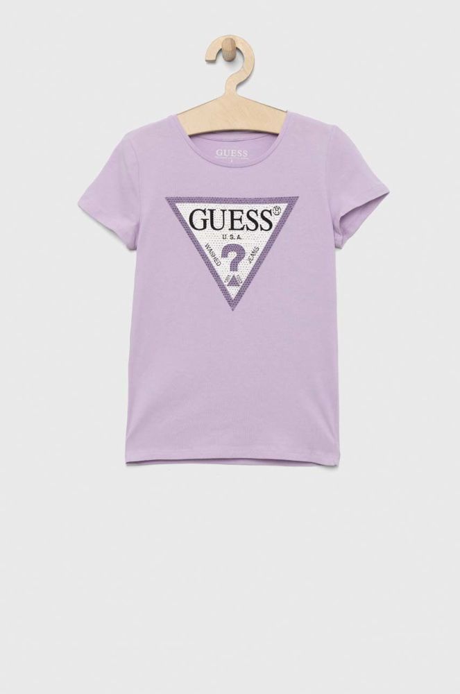 Дитяча футболка Guess колір фіолетовий (2874435)