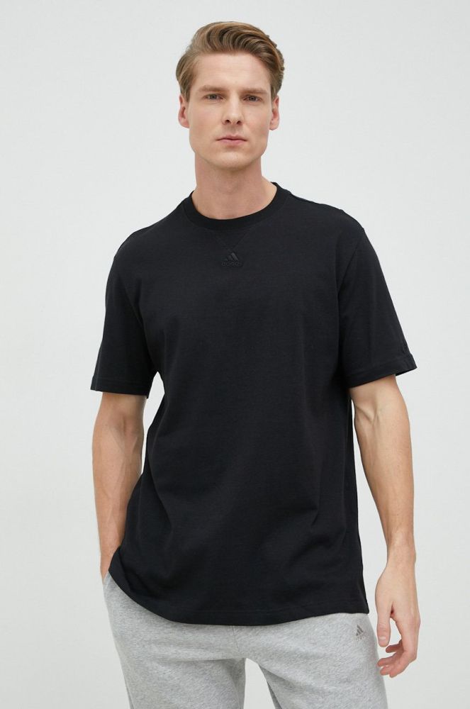 Бавовняна футболка adidas колір чорний однотонний (2926506)