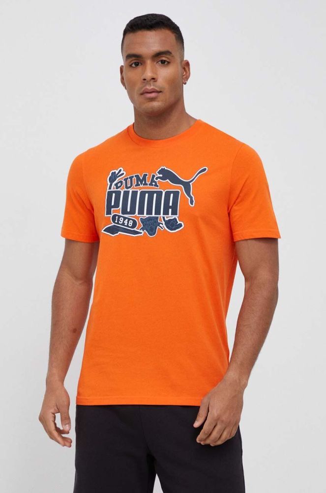 Бавовняна футболка Puma колір помаранчевий з принтом (3091804)