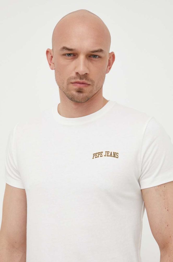 Бавовняна футболка Pepe Jeans Ronson колір білий з принтом