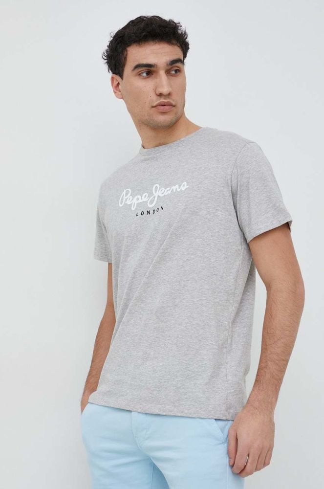 Бавовняна футболка Pepe Jeans Eggo колір сірий з принтом (2963806)