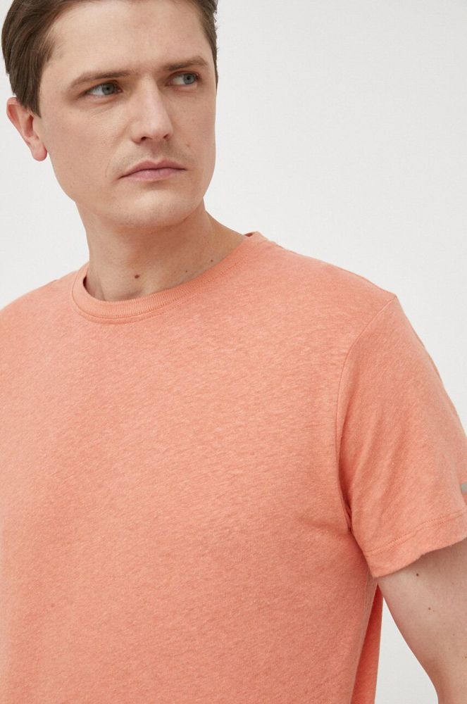 Льняна футболка Pepe Jeans колір помаранчевий однотонний