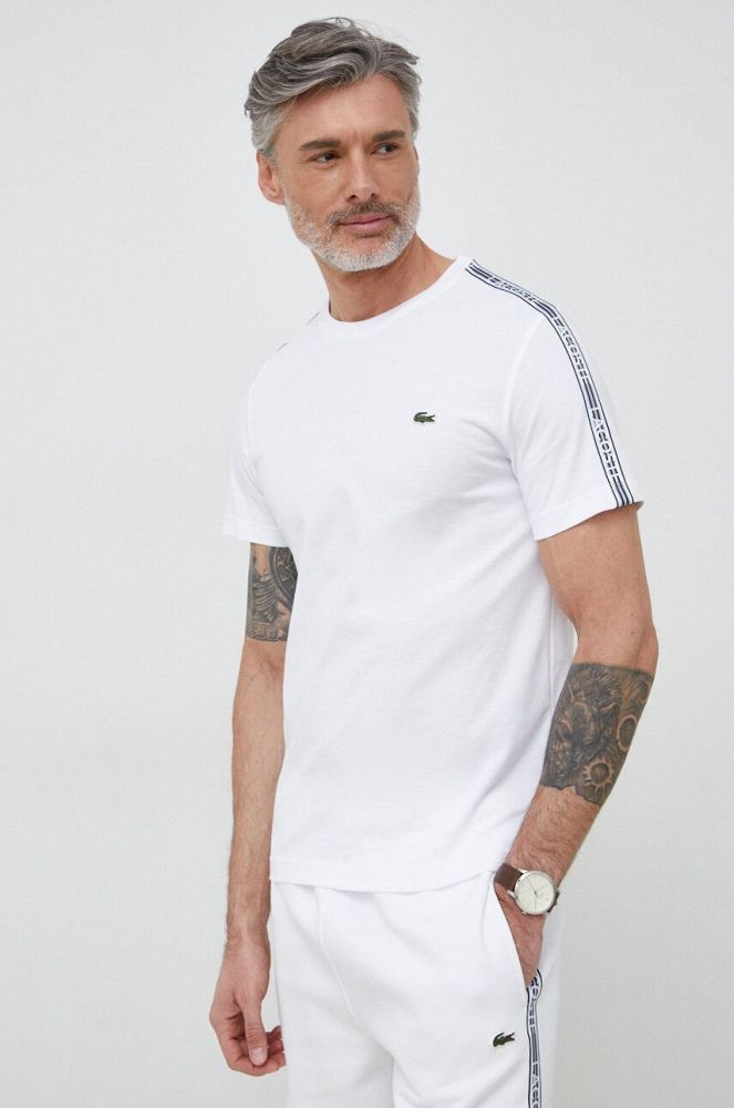 Бавовняна футболка Lacoste колір білий з аплікацією TH5071-001