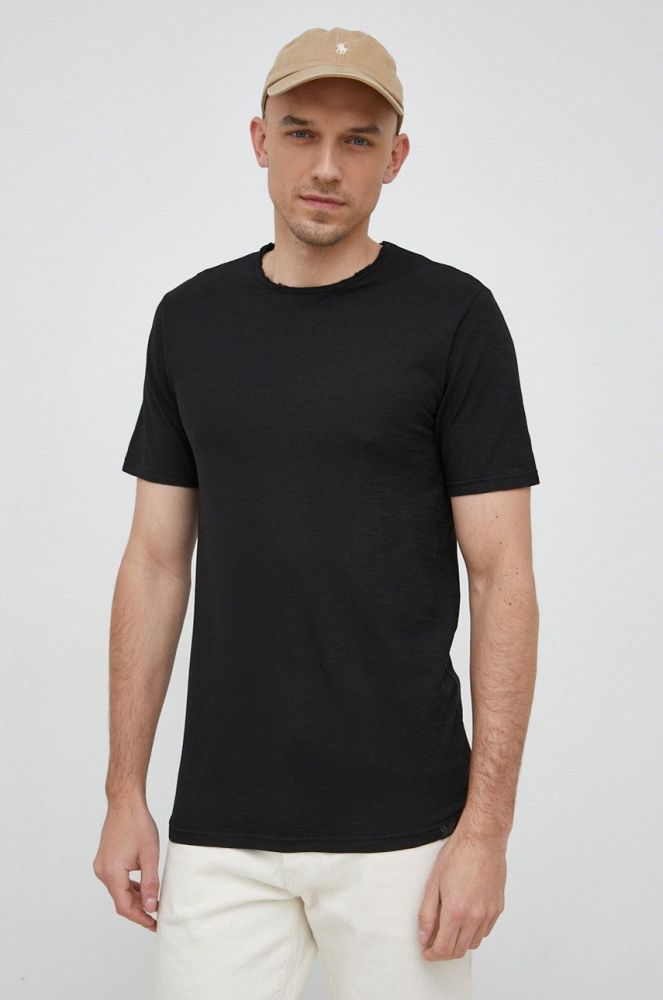 Бавовняна футболка United Colors of Benetton колір чорний однотонний (2937231)