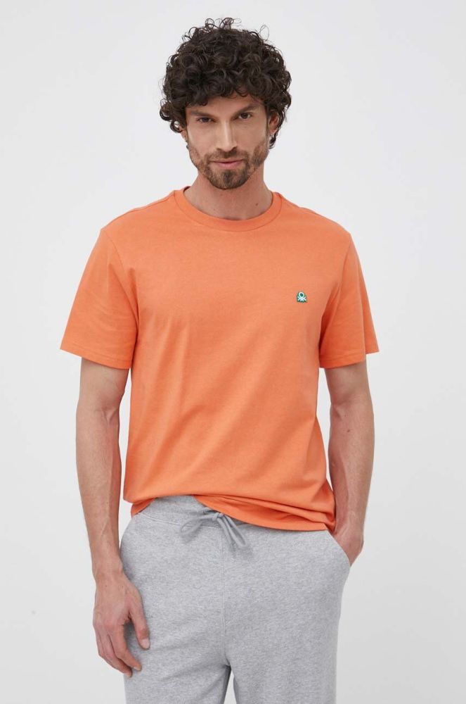 Бавовняна футболка United Colors of Benetton колір помаранчевий однотонний (3137623)
