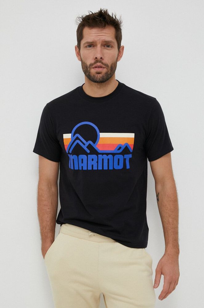 Футболка Marmot Coastal чоловіча колір чорний з принтом