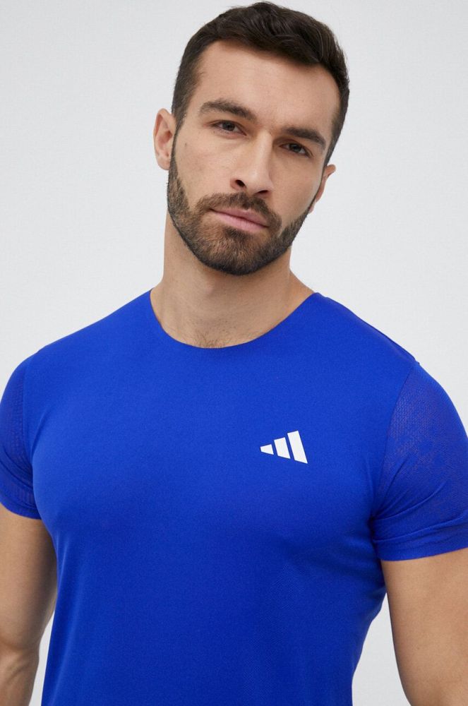 Бігова футболка adidas Performance Adizero з принтом колір блакитний