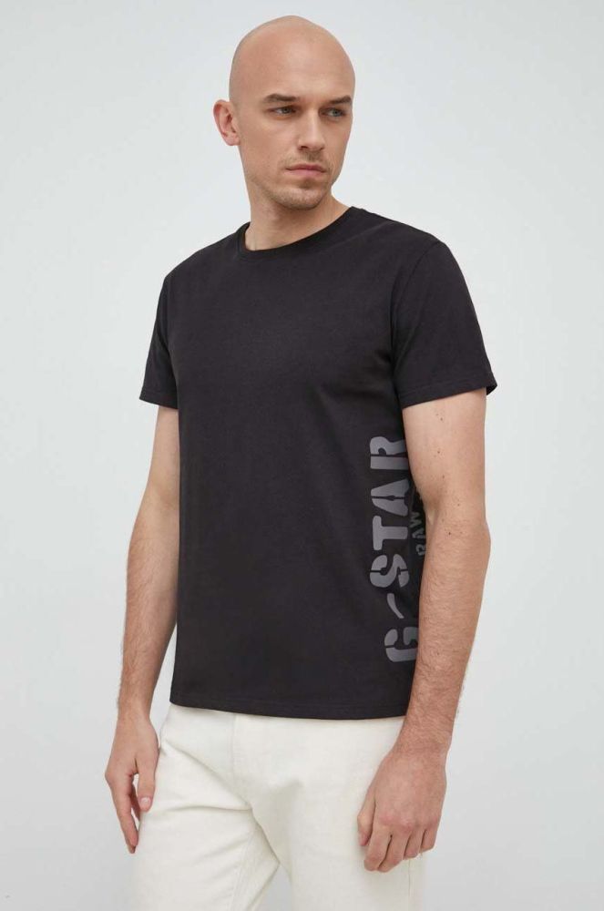 Бавовняна футболка G-Star Raw колір чорний з принтом (2936905)