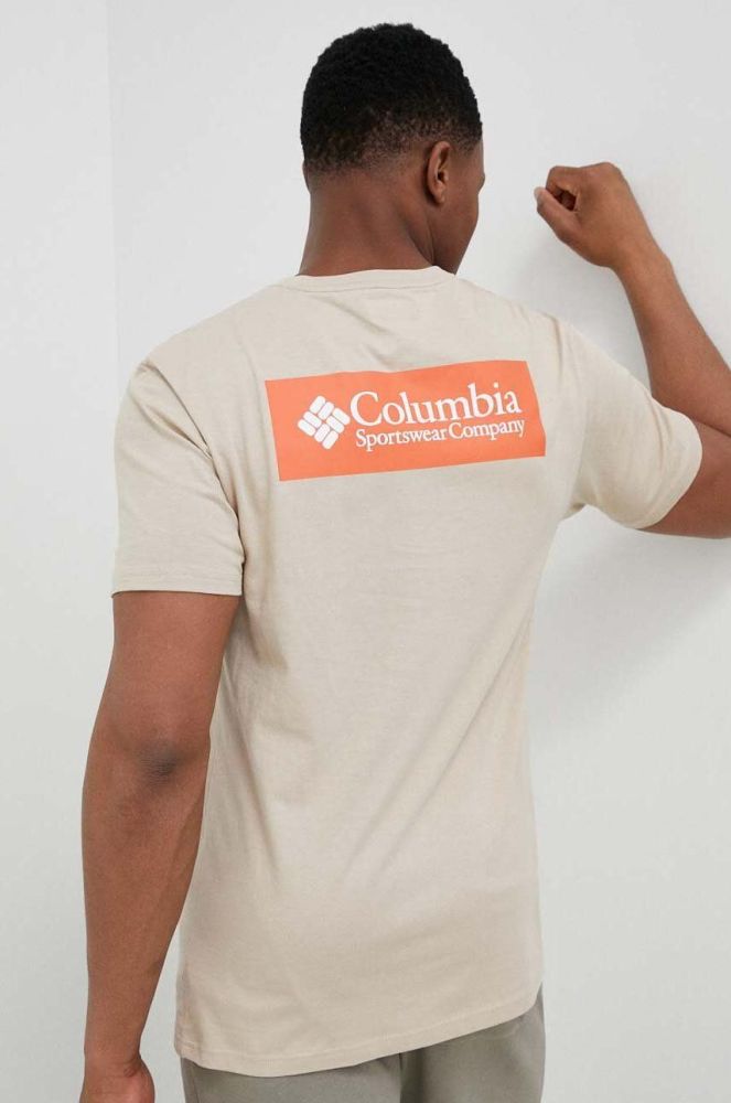 Бавовняна футболка Columbia колір бежевий з принтом 1834041.SS23-849
