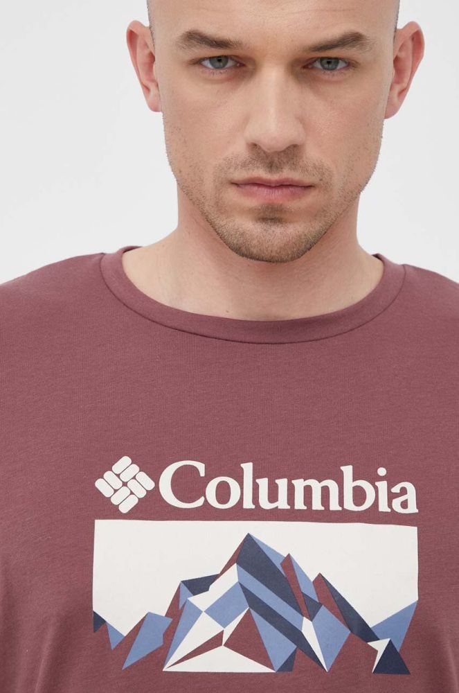 Спортивна футболка Columbia Thistletown Hills колір бордовий з принтом