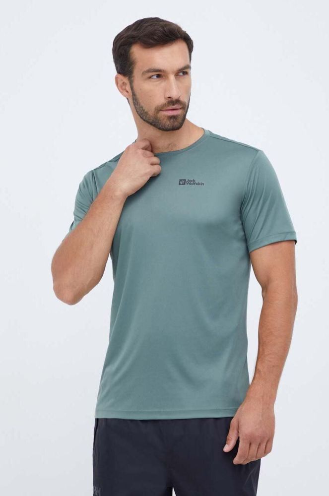 Спортивна футболка Jack Wolfskin Tech колір зелений однотонна