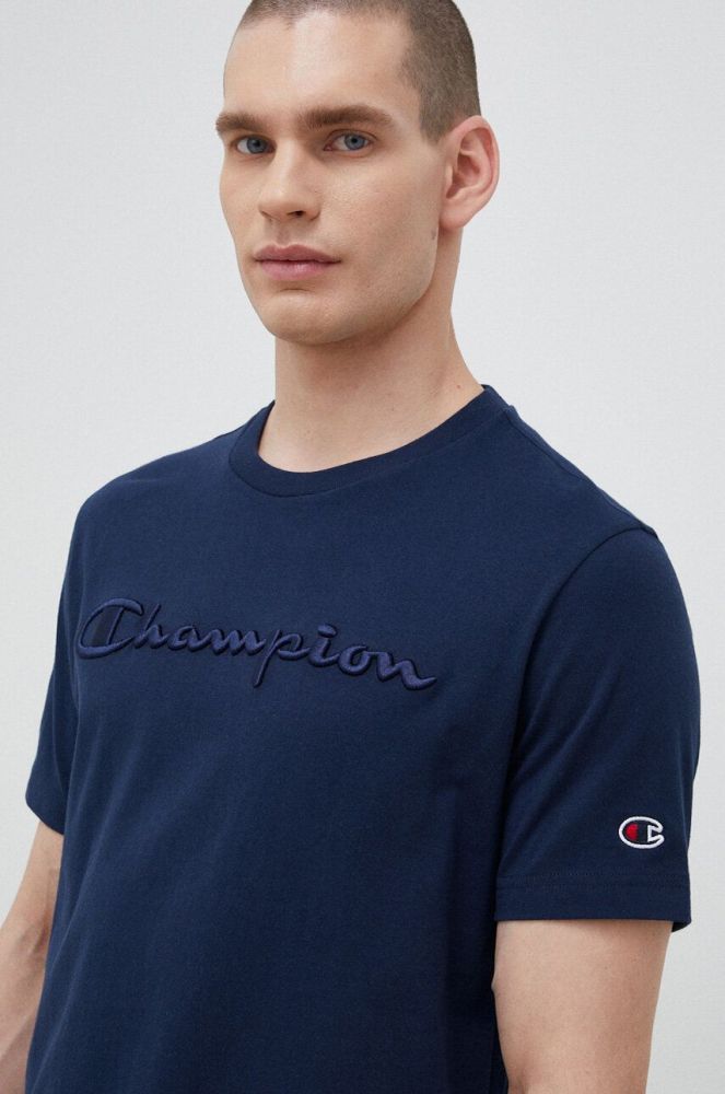 Бавовняна футболка Champion колір синій однотонний (3079402)
