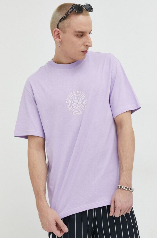 Бавовняна футболка Dickies колір фіолетовий з аплікацією