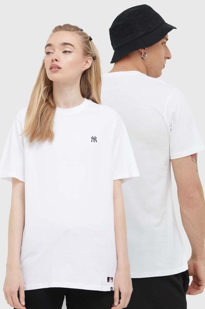 Бавовняна футболка 47brand Mlb New York Yankees колір білий з аплікацією