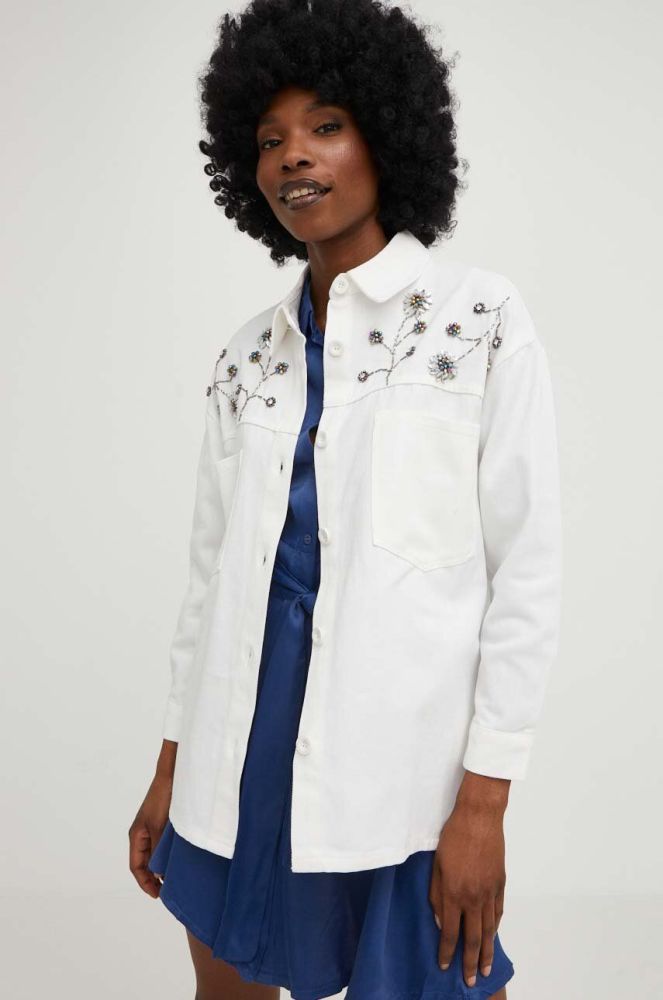 Джинсова куртка Answear Lab жіноча колір білий перехідна (3182932)