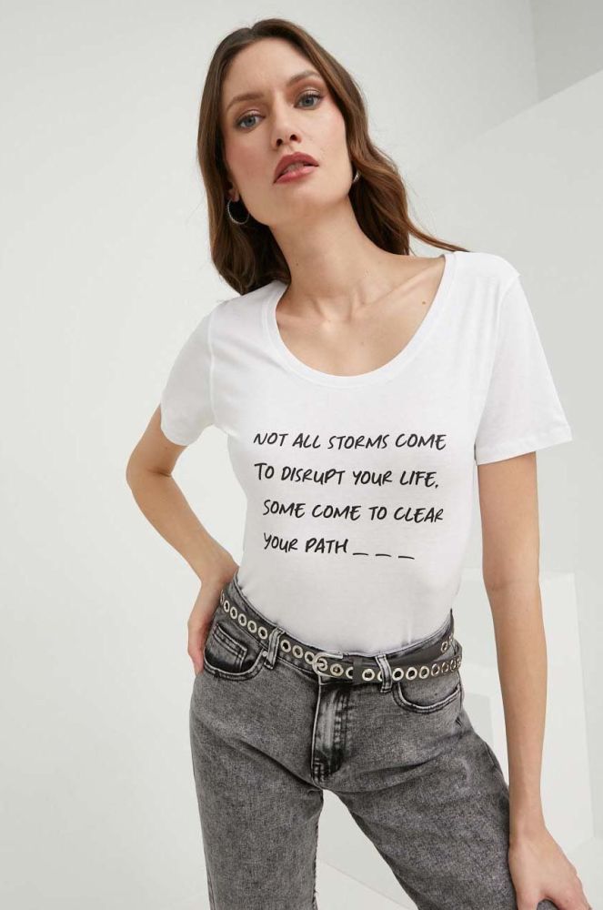 Бавовняна футболка Answear Lab колір білий (2863150)
