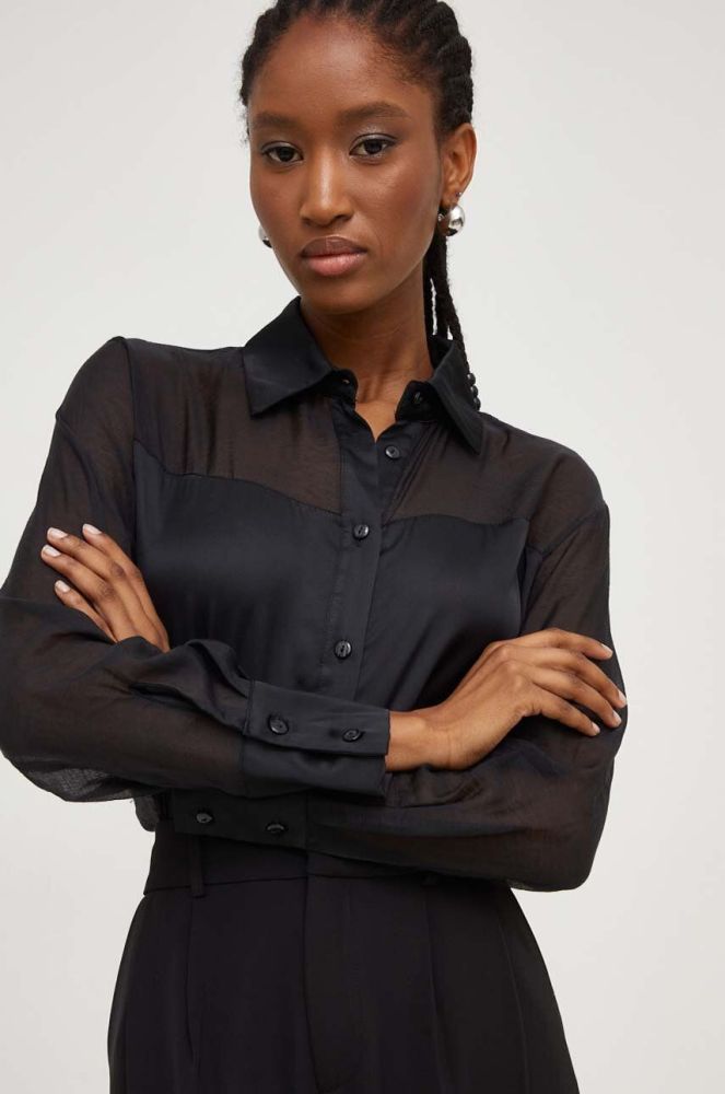 Сорочка Answear Lab жіноча колір чорний relaxed класичний комір (3452208)