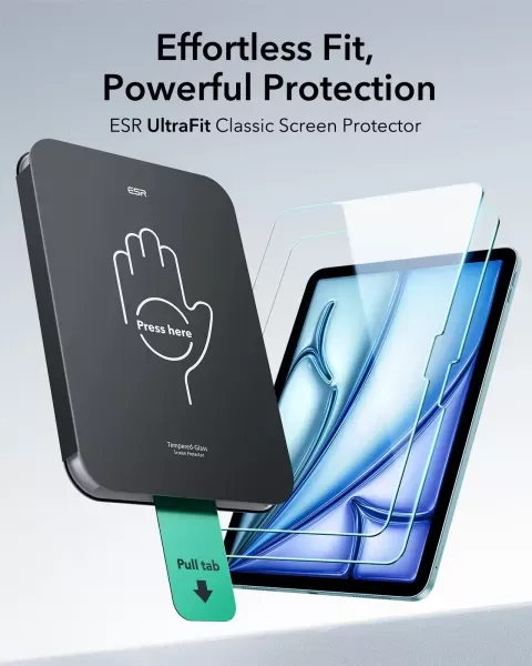 Захисне скло з аплікатором ESR UltraFit Classic Screen Protector (2 шт.) для iPad Air 11” M4 | M3 | M2 (2026 | 2025 | 2024) | iPad Air 10.9” M1 (2022 | 2020) (1E11700102) фото 2