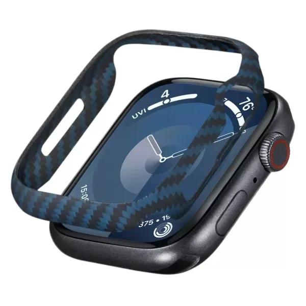 Карбоновий чохол Pitaka Air Case 600D Black/Blue (Twill) для Apple Watch 9 | 8 | 7 45mm (KW2301A)