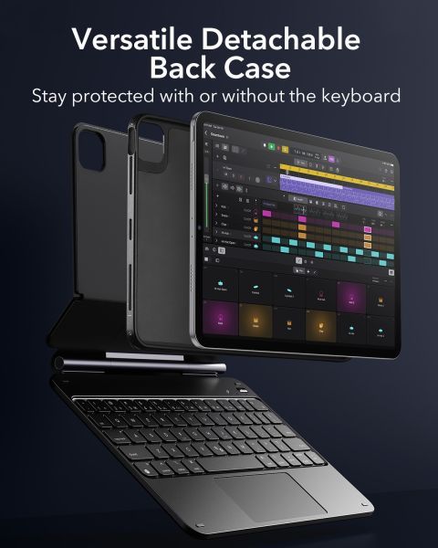 Чохол-клавіатура ESR Rebound Magnetic Keyboard Case 360 US Layout-Black для iPad Air 11” M4 | M3 | M2 (2026 | 2025 | 2024) | iPad Pro 11” M2 | M1 (2022 | 2021 | 2020) | iPad Air 10.9” M1 (2022 | 2020) (6B0140901) фото 3